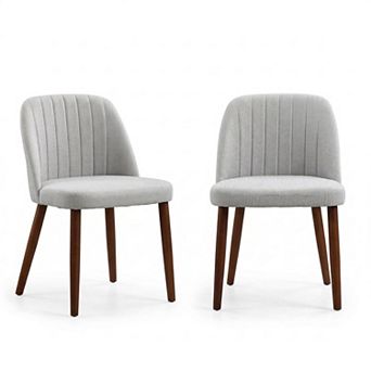Modern Dining Chairs Set of 2, Upholstered Fabric Side Chairs with Padded Seat and Sturdy Wood Legs