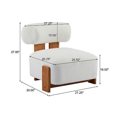 Trikiousd 27.25" Modern Boucle Lounge Chair with Solid Wood Frame and Rolled Backrest