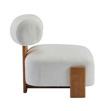 Trikiousd 27.25" Modern Boucle Lounge Chair with Solid Wood Frame and Rolled Backrest
