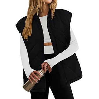 Zeagoo Women's Puffer Vest, Stand Collar Zipper Lightweight Sleeveless Padded Jacket with Pockets