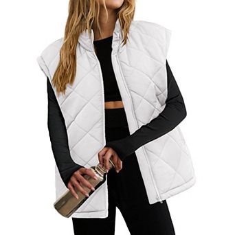 Zeagoo Women's Puffer Vest, Stand Collar Zipper Lightweight Sleeveless Padded Jacket with Pockets