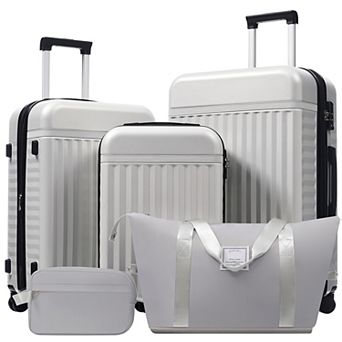 Trikiousd Luggage Set 5 pc Hardside Carry on Suitcase with Travel Bags Spinner Wheels TSA Lock
