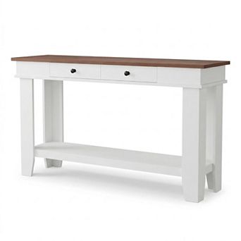 54" Farmhouse Console Table with Drawers & Open Shelf, Entryway Sofa Table for Hallway, Living Room