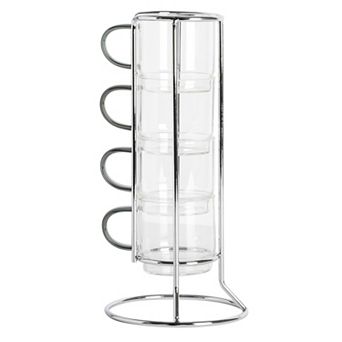 Gibson Home 4 pc Glass Espresso Set W/Rack