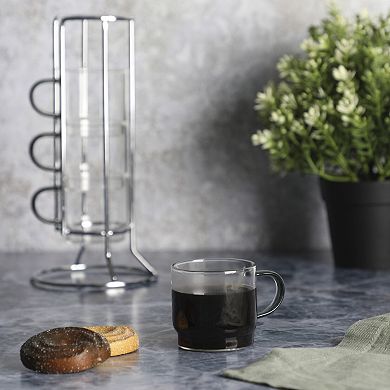 Gibson Home 4-Piece Glass Espresso Set W/Rack