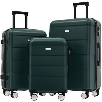 Trikiousd Hardshell Luggage Sets 3 pc Double Spinner Wheels Handle Password Lock,20"24"28"Luggages