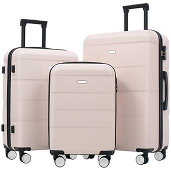 Trikiousd Hardshell Luggage Sets 3 pc Double Spinner Wheels Handle Password Lock,20"24"28"Luggages