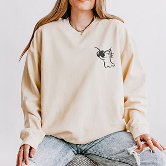 Embroidered Boo Cheri Ghost - Women's Lightweight Garment Dyed Sweatshirt