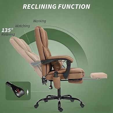 Trikiousd Faux Leather Massage Office Chair with Recline and Footrest