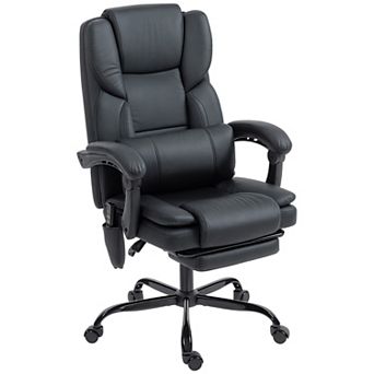 Trikiousd Faux Leather Massage Office Chair with Recline and Footrest