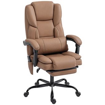 Trikiousd Faux Leather Massage Office Chair with Recline and Footrest