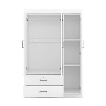 Trikiousd 3-Door Wardrobe with 2 Drawers for Bedroom Storage