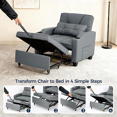 3-in-1 Convertible Sleeper Chair Bed, Pull-Out Sofa Bed,Sofa Chair Bed,Single Sofa Recliner Bed