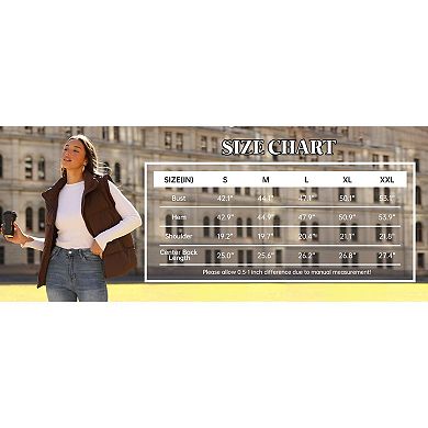 Zeagoo Women's Oversized Lightweight Stand Collar Puffer Vest Sleeveless Padded Jackets with Pockets