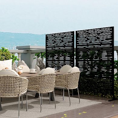 Privacy Screen Fence, 46 x 71'', Metal Freestanding Rustproof Panel, Outdoor & Indoor Divider
