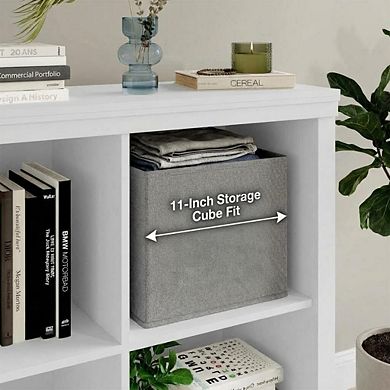 6 Cube Storage Organizer Tall Bookcase with Anti-Tip Design 3 Shelves Wooden Bookshelf