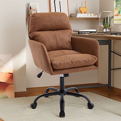 Trikiousd PU Leather Office Chair with Adjustable Height and Ergonomic Support