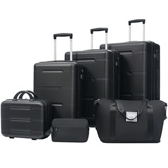 Trikiousd 6 pc Hardshell Luggage Set,Cosmetic Case 20/24/28 in Luggages with Duffel Bag Toiletry Bag