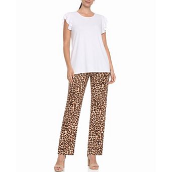 Women’s Ruffle Sleeve Top and Animal Print Pant Set