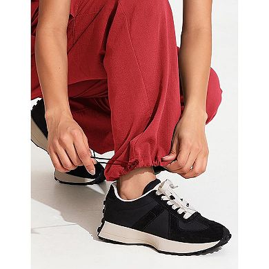 Pinspark Women's Quick Dry Hiking Cargo Pants High Waisted Drawstring Wide Leg Athletic Joggers