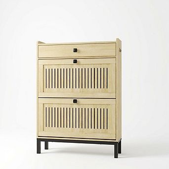 Shoe Storage Cabinet with 2 Flip Drawer, Shoes Organizer with with Drawer, Anti-Tipping Shoe Rack