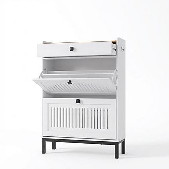 Shoe Storage Cabinet with 2 Flip Drawer, Shoes Organizer with with Drawer, Anti-Tipping Shoe Rack