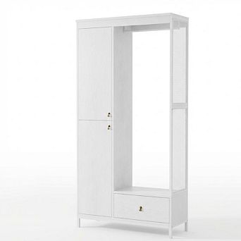 78" Wooden Clothing Storage Cabinets with 2 Doors, Wardrobe Cabinet with Hanging Rod for Bedroom