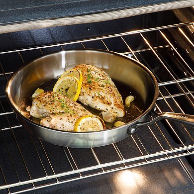 Babish 10 Inch Triply Stainless Steel Frying Pan with Black Handle