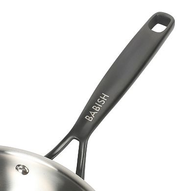 Babish 10 Inch Triply Stainless Steel Frying Pan with Black Handle