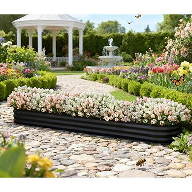 Trikiousd Galvanized Raised Garden Bed Kit Oval Metal Planter Box for Vegetables Flowers Succulents