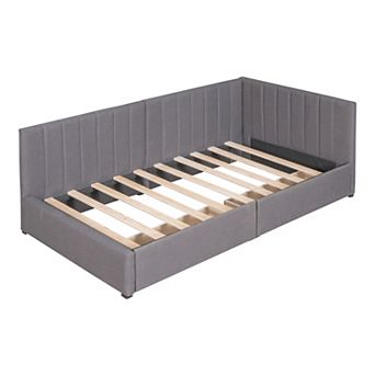 Trikiousd Linen Upholstered Daybed Twin Size Sofabed with 2 Storage Drawers