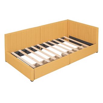 Trikiousd Linen Upholstered Daybed Twin Size Sofabed with 2 Storage Drawers
