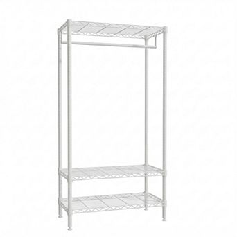 Heavy Duty Clothes Rack, Portable Closet Metal Garment Rack with 3 tier Adjustable Shelves
