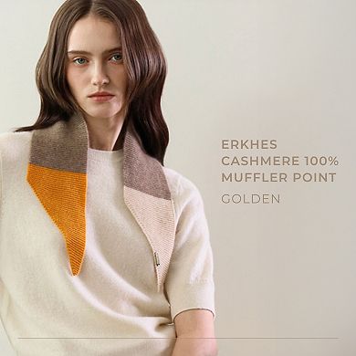 ERKHES CASHMERE 100% MUFFLER POINT Golden