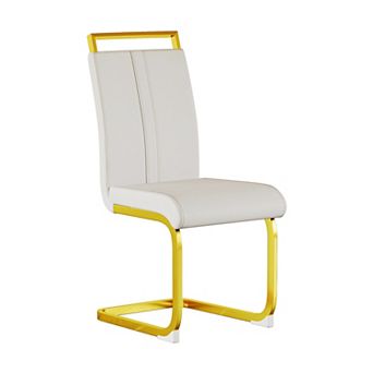Modern Dining Chairs,PU Faux Leather High Back Side Chair with C-shaped Tube