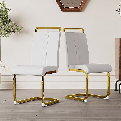 Modern Dining Chairs,PU Faux Leather High Back Side Chair with C-shaped Tube