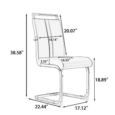 Modern Dining Chairs,PU Faux Leather High Back Side Chair with C-shaped Tube