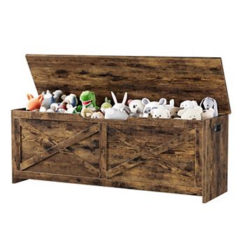47.2" Storage Chest, Wooden Storage Bench with Safety Hinges,Large Toy Chest for Entryway,Bedroom