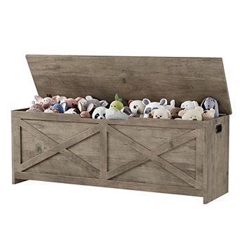 47.2" Storage Chest, Wooden Storage Bench with Safety Hinges,Large Toy Chest for Entryway,Bedroom