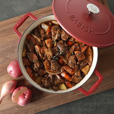 Babish 6 Qt Round Matte Enamel Cast Iron Dutch Oven Pot with Lid