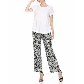 Women’s Folded Sleeve Top and Printed Pant Two-Piece Set