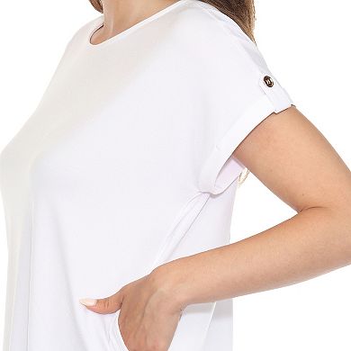 Women’s Folded Sleeve Top and Printed Pant Two-Piece Set