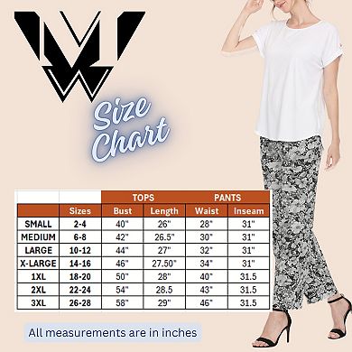Women’s Folded Sleeve Top and Printed Pant Two-Piece Set