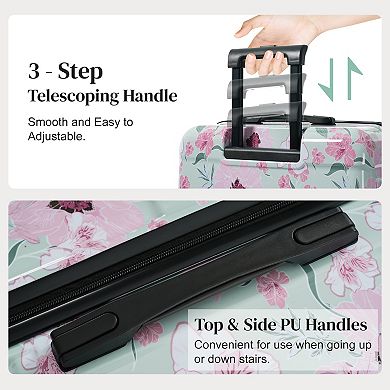 Trikiousd 5pcs Hardside Luggage Sets, 20" 24" 28" Suitcases with 8" 14" Cases, Lock Spinner Wheels