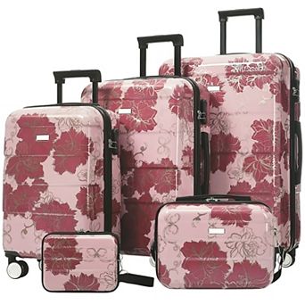 Trikiousd 5 pc Hardside Luggage Sets, 20" 24" 28" Suitcases with 8" 14" Cases, Lock Spinner Wheels