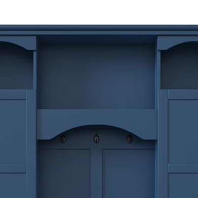 Trikiousd Classic Arched Hall Tree Storage Bench with Adjustable Shelves & Dual Side Cabinets