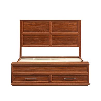 Trikiousd Wood Platform Panel Bed with Storage Bench & 4 Drawers, Noise Free