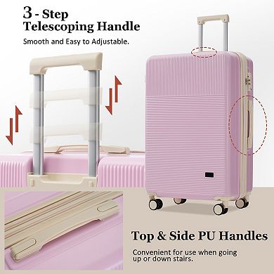 Trikiousd Luggage Sets 5 Piece with Half-opening, Hardside Carry On Suitcase Set