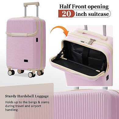 Trikiousd Luggage Sets 5 Piece with Half-opening, Hardside Carry On Suitcase Set