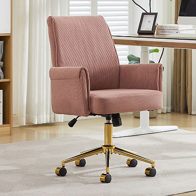 Trikiousd Mid Back Ergonomic Office Chair with Striped Fabric and Metal Base